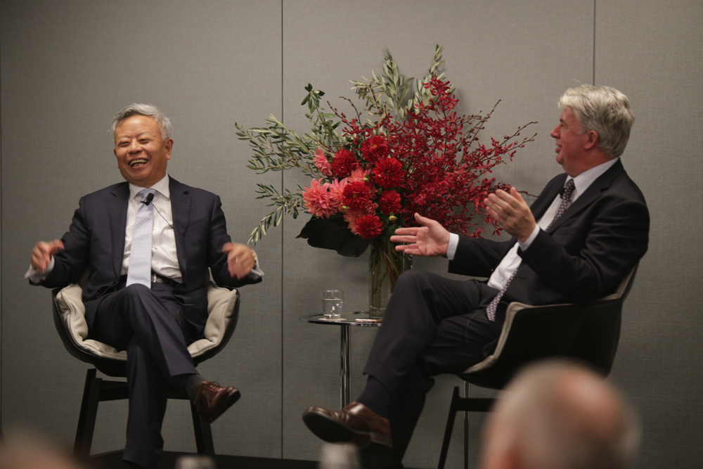 Mr Jin and Mr Howard engage in an extensive Q & A discussion during the course of the private dinner in Sydney